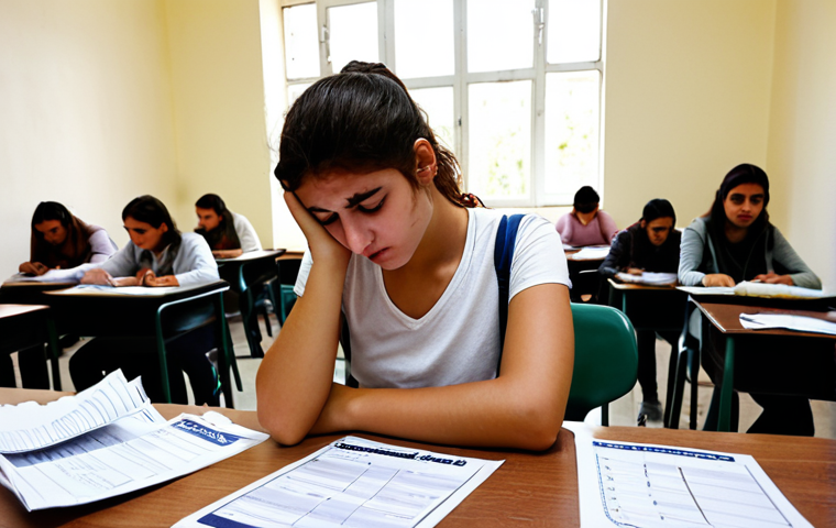 **
*Prompt:* A student in a brightly lit exam hall, stressed and overwhelmed, looking at the clock. Papers are scattered around. The scene captures the feeling of time slipping away during a Turkish university entrance exam (*Yükseköğretim Kurumları Sınavı* - YKS). Include elements like a Turkish ID card ( *Kimlik Kartı*) on the desk and maybe a *simit* wrapper nearby. Style: Realistic, slightly anxious atmosphere.
**